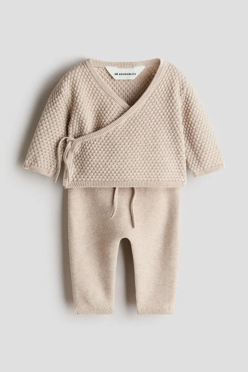 H&M 2-piece cotton texture-knit set