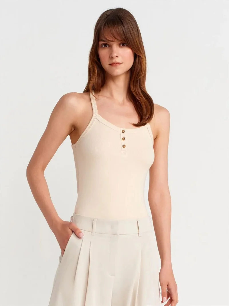 ديلفين Dilvin Slim Fit Ribbed Knit Cami Blouse