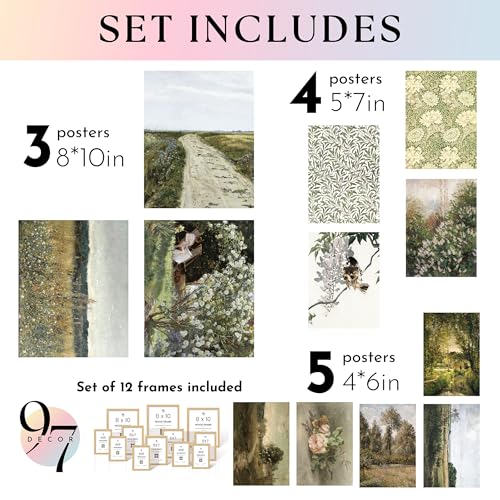 97 Decor Vintage FRAMED Wall Art Framed Vintage Wall Art Prints Vintage Posters For Room Aesthetic Lanscape Prints For Walls Decor Moody Gallery Pictures Botanical Paintings For Home Bedroom BEIGE FRAME - Image 3