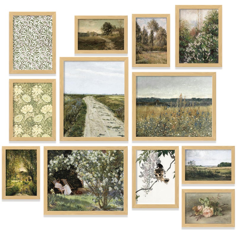 97 Decor Vintage FRAMED Wall Art Framed Vintage Wall Art Prints Vintage Posters For Room Aesthetic Lanscape Prints For Walls Decor Moody Gallery Pictures Botanical Paintings For Home Bedroom BEIGE FRAME - Image 2