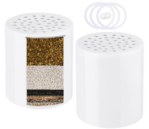 Luxau Heavy Duty Shower Filter Replacement Cartridge 2 Pcs, Shower Head Filter Refill Cartridge, for Hard Water Chlorine Heavy Metal Impurity, Improve Skin Hair, Fit Any Similar Design Shower Water Filter - Image 1