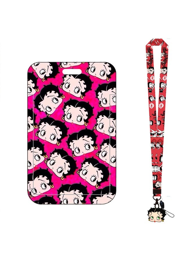 NIBEMINENT 1 - Piece Betty Boop Kpop Photo Card Holder Pendant Key Chain ID Badge Holder ID Card Holder Photo Card Protector for School ID Office ID Access Card for Women Girls