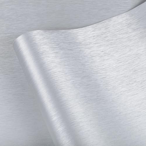 Abyssaly Silver Stainless Steel Contact Paper - Gray Metallic Countertop Contact Paper Peel and Stick for Appliances - Thick Heat Resistant Fridge Wrap for Microwave Oven 15.7" X 78.2" - Image 1