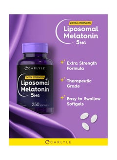 CARLYLE Carlyle Liposomal Melatonin 5mg | 250 Softgel Capsules | Extra Strength Supplement | Non-GMO, Gluten Free  - Image 3