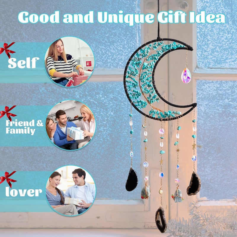 Dreamocean أجراس رياح من الكريستال، مصادي الأحلام من Dreamocean على شكل شجرة الحياة، للنوافذ الداخلية، هدايا للبالغين أو الفتيات - Image 5
