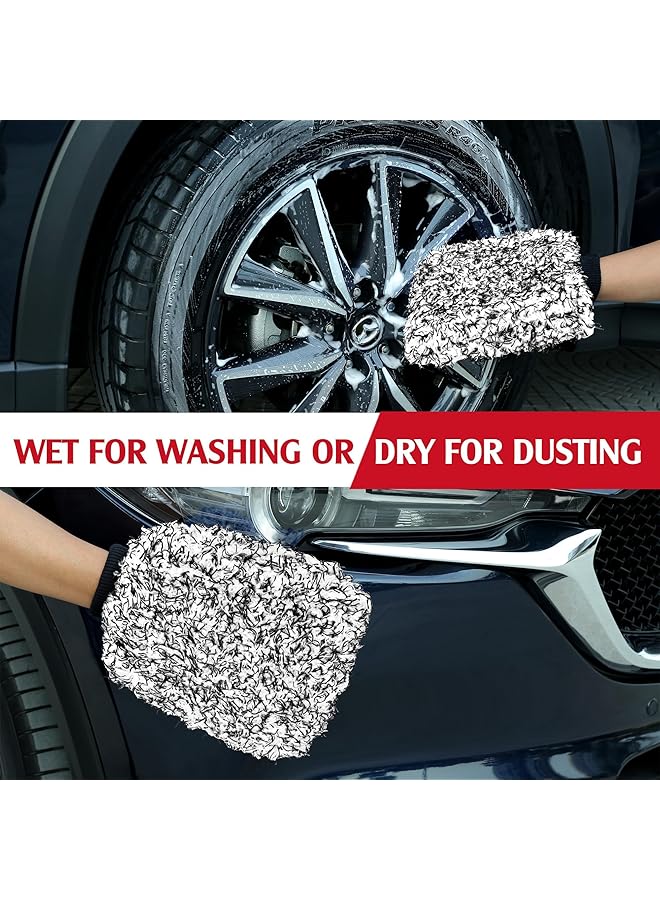 Excefore Microfiber Cleaning Mitt-Car Wash Mitt-2 Pack Premium Cyclone Car Washing Gloves, Scratch-Free Lint-Free Wash Mitts, Holds Tons Of Sudsy Water For Effective Washing, Machine Washable (Black & White) - Image 5