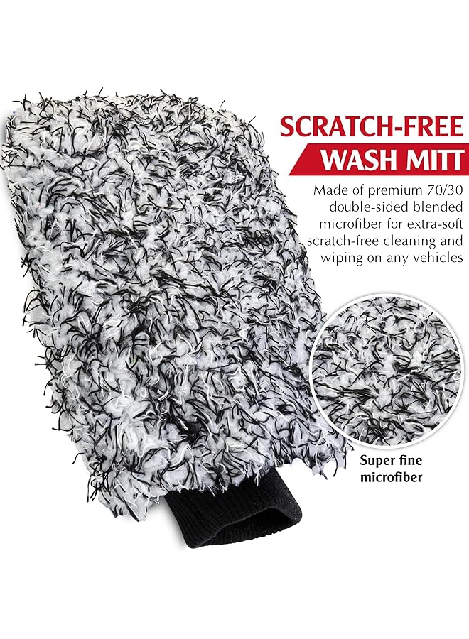 Excefore Microfiber Cleaning Mitt-Car Wash Mitt-2 Pack Premium Cyclone Car Washing Gloves, Scratch-Free Lint-Free Wash Mitts, Holds Tons Of Sudsy Water For Effective Washing, Machine Washable (Black & White) - Image 2