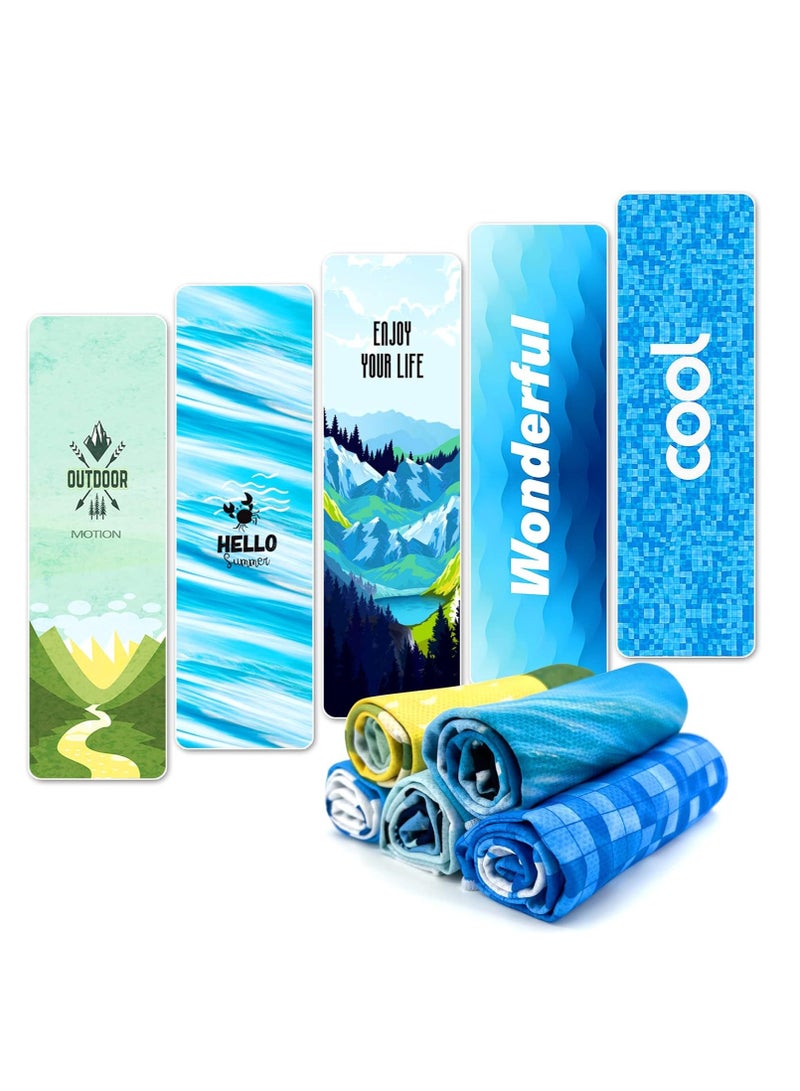 SYOSI Cooling Towel, 5packs Gym Towels For Neck, Soft Breathable Ice Towel, Fast Drying Microfiber Cool Towel, Lightweight Sport Fitness Sweat Towel, Travel Yoga Sport Running Workout Camping Fitness - Image 1