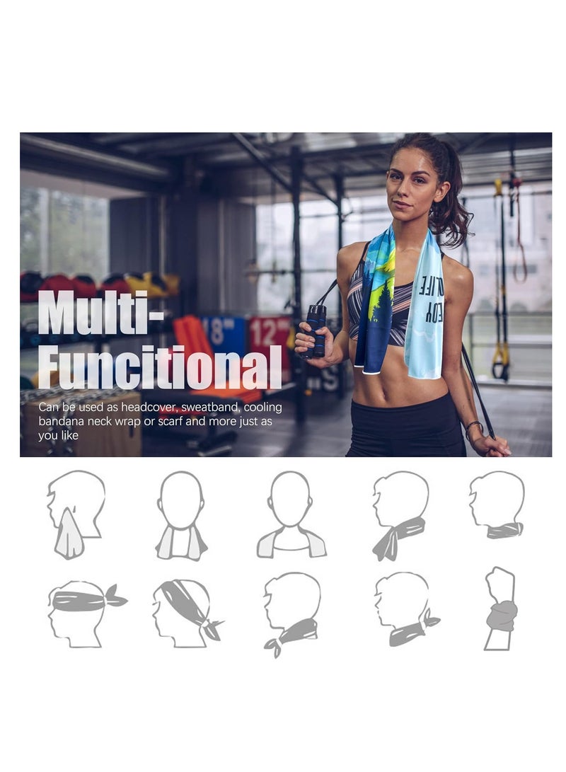 SYOSI Cooling Towel, 5packs Gym Towels For Neck, Soft Breathable Ice Towel, Fast Drying Microfiber Cool Towel, Lightweight Sport Fitness Sweat Towel, Travel Yoga Sport Running Workout Camping Fitness - Image 3