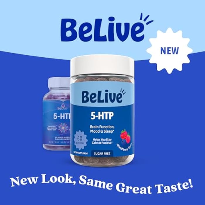BeLive 5-HTP Gummies - 60 Ct I 5HTP Stress Relief Gummies for Better Sleep, Heightened Focus, Mood Booster & Stress Relief I Serotonin Booster for Adults, Vegan 5 HTP Supplement - Mixed Berries Flavor - Image 3