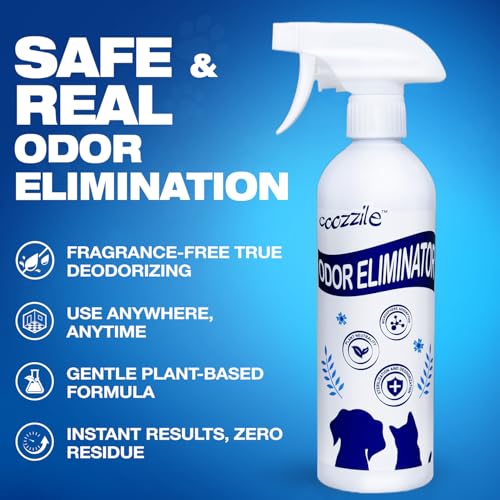 coozzile Pet Odor Eliminator, Odor Remover and Pet Spray Fragrance Free Colorless 16.9oz Spray, Safe Highly Effective Carpet and Cat Litter Deodorizer for Dogs and Cats - Image 2