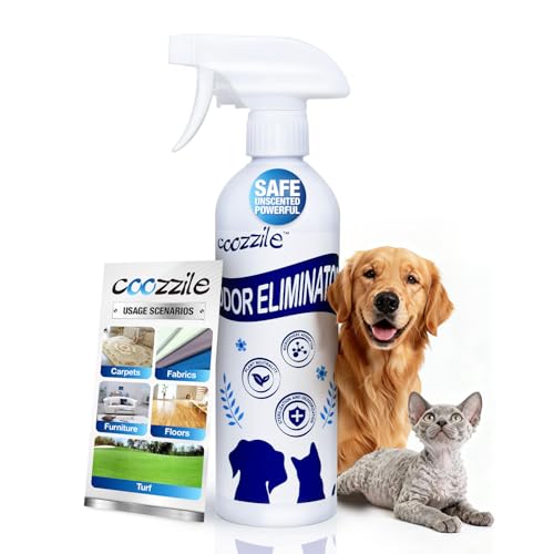 coozzile Pet Odor Eliminator, Odor Remover and Pet Spray Fragrance Free Colorless 16.9oz Spray, Safe Highly Effective Carpet and Cat Litter Deodorizer for Dogs and Cats - Image 1