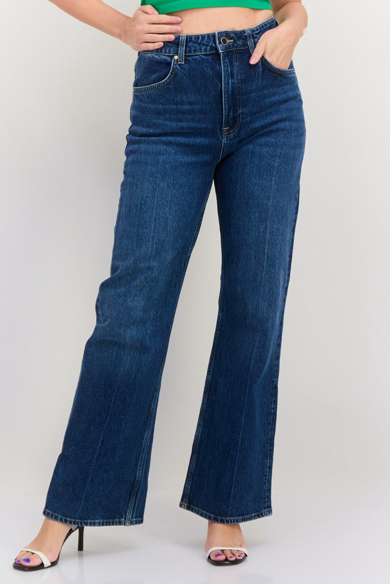 GANT Women Regular Fit Washed Stretchable Flare Jeans, Mid Blue - Image 1