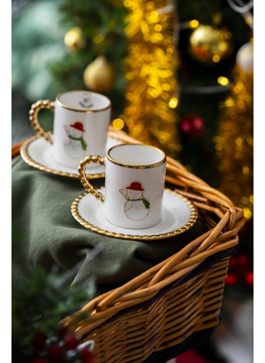 أكار Dario 2 Person Snowman Coffee Cup Set - 90 ml