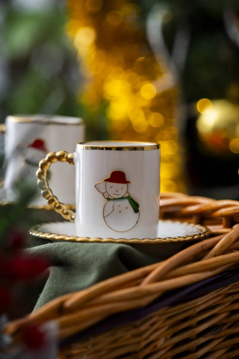 Acar Dario 2 Person Snowman Coffee Cup Set - 90 ml
