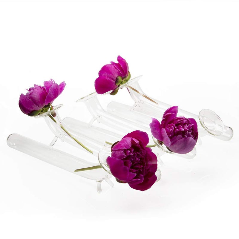 Chive Chive - Set of 6 Tube  Small Clear Glass Bud Vase for Short Flowers  Unique Flower Vase Sets for Home Decor  Weddings  Floral Arranging  Event  Place Settings