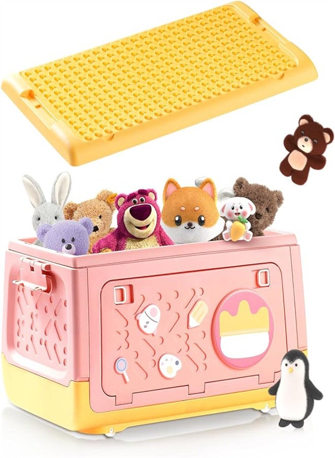 Excefore Stackable Toy Storage Box with Wheels Lid, Building Blocks Multi-use Gaming Chest Lid Plastic Adorable Toy Bin, for Medium and Small Toy Organizer - Image 1