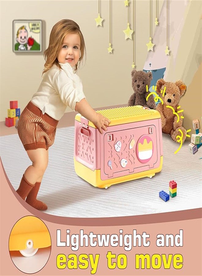 Excefore Stackable Toy Storage Box with Wheels Lid, Building Blocks Multi-use Gaming Chest Lid Plastic Adorable Toy Bin, for Medium and Small Toy Organizer - Image 5