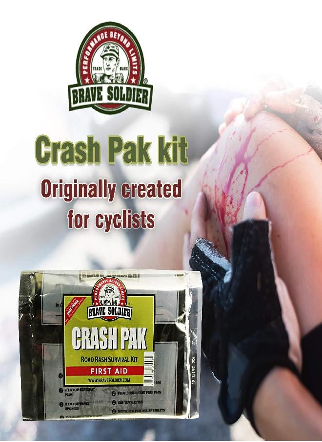 brave soldier - Brave Soldier Cyclist First Aid Kit - Antiseptic Healing Ointment, Bandages, Pain Relief for Road Rash, Cuts, Scrapes and Burns - Image 1