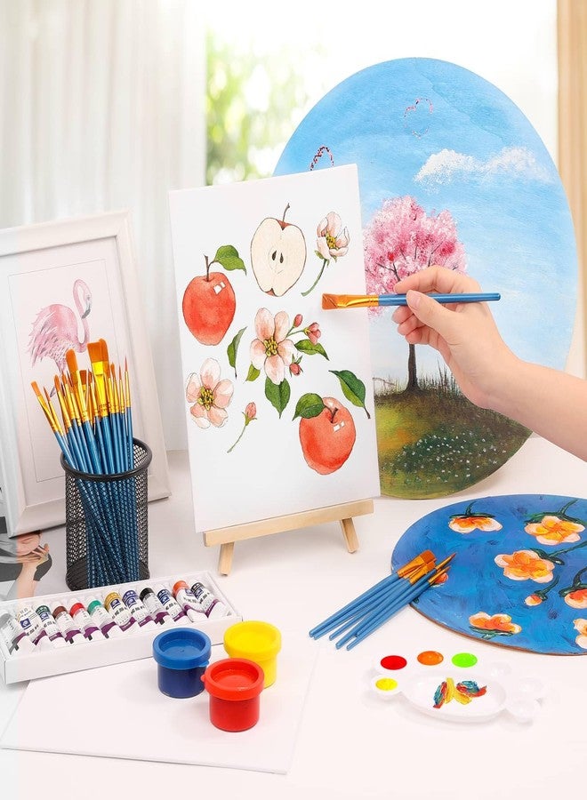 shynek 54 Pack Canvas with Easel Set 8 x 10 Inch Canvas Boards with Wooden Easels, Paint Brushes Canvas Panel Painting Kit for Acrylic Oil Watercolor Beginners Art Crafts Sip and Paint Party - Image 2