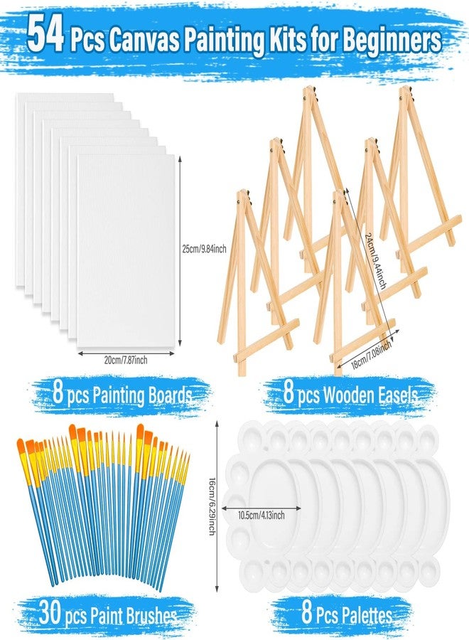 shynek 54 Pack Canvas with Easel Set 8 x 10 Inch Canvas Boards with Wooden Easels, Paint Brushes Canvas Panel Painting Kit for Acrylic Oil Watercolor Beginners Art Crafts Sip and Paint Party - Image 3