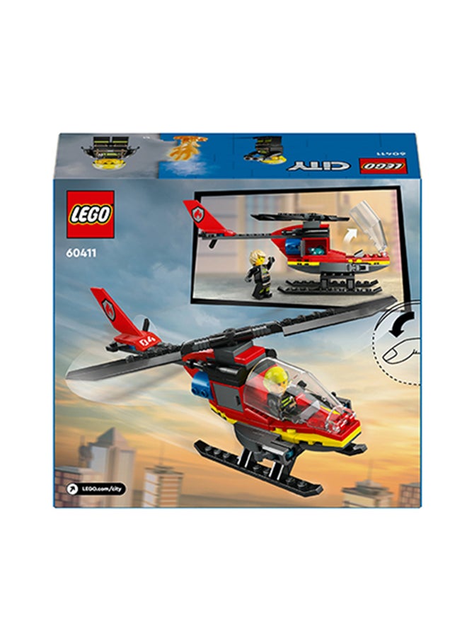 LEGO City Fire Rescue Helicopter Toy, Building Set With Firefighter Pilot Minifigure, Fun Treat Or Gift For Kids Aged 5 And Over, Imaginative Play For Boys And Girls (85 Pieces) 60411  - Image 3
