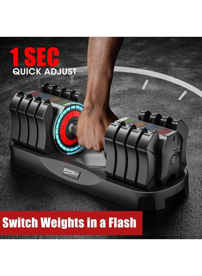 PAPIBLU Adjustable Dumbbells Set of 2, 25lbs 5-in-1 Quick Adjust Weights with Anti-Slip Handle & Storage Tray, Free Weights for Home Gym Full Body Workout, Suitable for Men and Women - Model 2 - Image 3