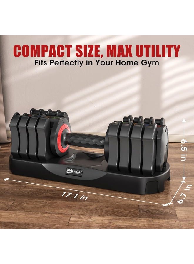PAPIBLU Adjustable Dumbbells Set of 2, 25lbs 5-in-1 Quick Adjust Weights with Anti-Slip Handle & Storage Tray, Free Weights for Home Gym Full Body Workout, Suitable for Men and Women - Model 2 - Image 2