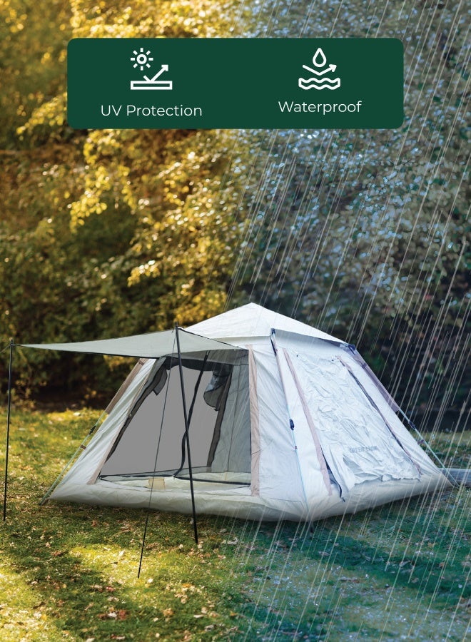 جرين ليون خيمة تخييم GT-6 / سعة 5-6 أشخاص / أرضية أكسفورد 210D / غطاء من البوليستر الفضي / حماية من الأشعة فوق البنفسجية / خفيفة الوزن / مقاومة للماء / شبكة جيدة التهوية / حبل مقاوم للرياح - بيج - Image 4