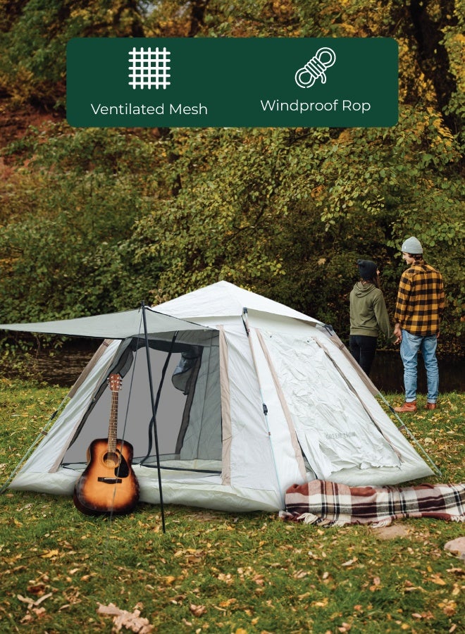 جرين ليون خيمة تخييم GT-6 / سعة 5-6 أشخاص / أرضية أكسفورد 210D / غطاء من البوليستر الفضي / حماية من الأشعة فوق البنفسجية / خفيفة الوزن / مقاومة للماء / شبكة جيدة التهوية / حبل مقاوم للرياح - بيج - Image 2