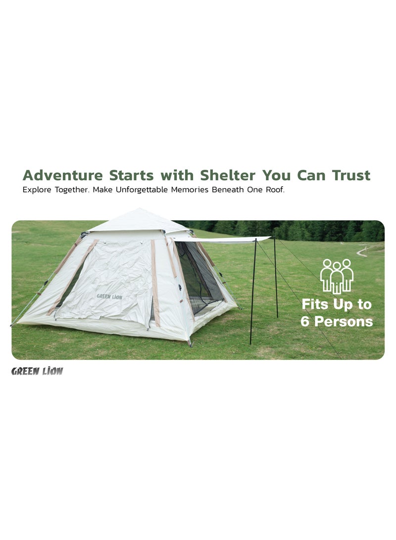 جرين ليون خيمة للتخييم - خيمة عائلية لـ 5-6 أشخاص، خيمة قابلة للإعداد الفوري بسهولة مع حقيبة حمل، خيمة مائية مقاومة للرياح للتخييم، التنزه، وتسلق الجبال - Image 4