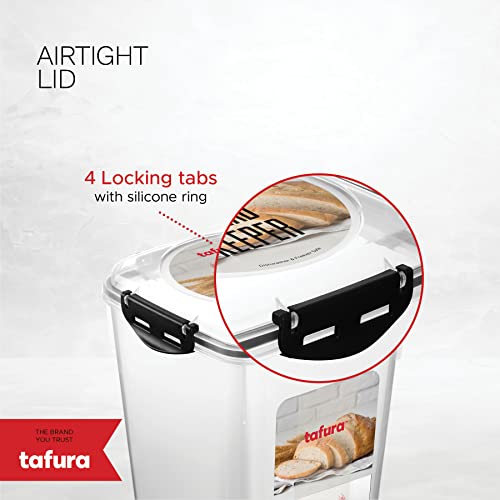 Tafura Bread Container - 2 Pack 5 Liter BPA Free Plastic Bread Box - Container/Holder for Homemade Loaves and Baked Goods with Black Airtight Lid - Image 4