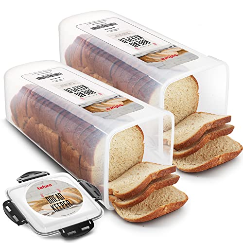 Tafura Bread Container - 2 Pack 5 Liter BPA Free Plastic Bread Box - Container/Holder for Homemade Loaves and Baked Goods with Black Airtight Lid - Image 1