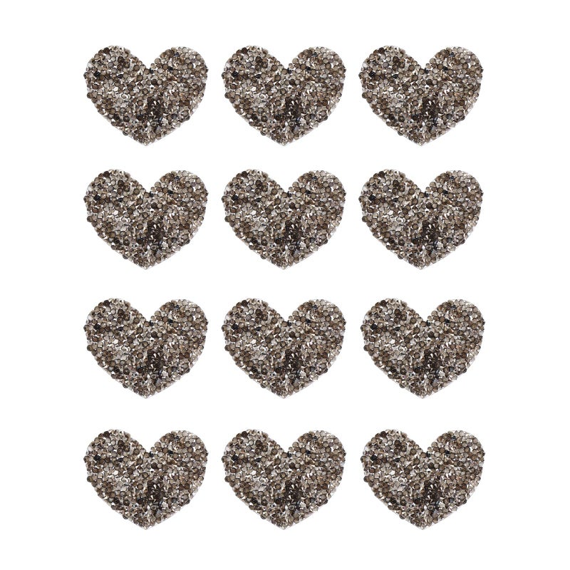 12 قطعة من لصقات حجر الراين على شكل قلب للتطبيقات اللاصقة لملابس DIY للزينة - Image 2