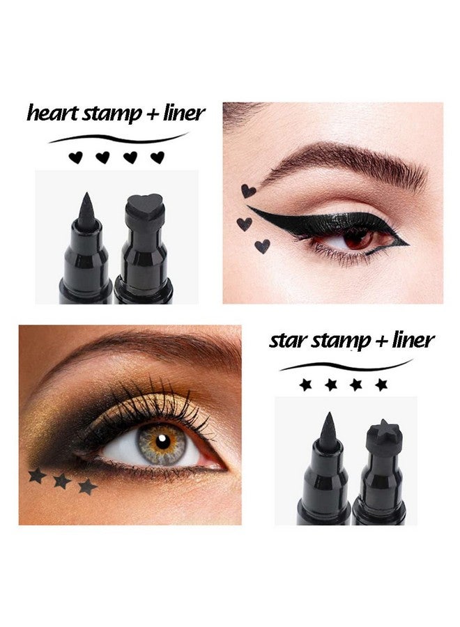 Linble Red & Black Liquid Eyeliner And Heart Star Stamp Set│4 Pcs Winged Eye Liners And Fun Shapes Stamps Dual Ended 2 In 1 Eye Makeup Pen - Image 4
