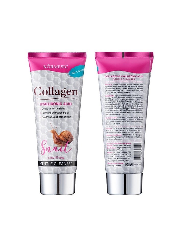 Kormesic منظف الوجه اللطيف بخلاصة الحلزون والكولاجين وحمض الهيالورونيك من Kormesic 100غ - Image 1