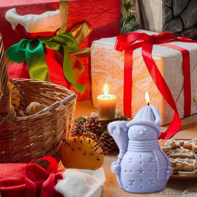 SOFTCREATO SOFTCREATO 3D Broom Snowman Candle Mold I Fondant Silicone Scented Wax Mould I Succulent Molds | Special for Christmas I Handmade Candles Making I for Mousse Dessert Soap Cake DIY Decorating Art Crafts - Image 3
