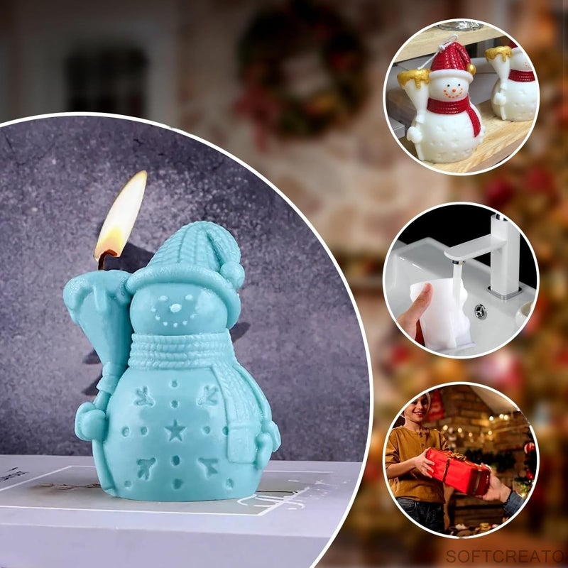 SOFTCREATO SOFTCREATO 3D Broom Snowman Candle Mold I Fondant Silicone Scented Wax Mould I Succulent Molds | Special for Christmas I Handmade Candles Making I for Mousse Dessert Soap Cake DIY Decorating Art Crafts - Image 5