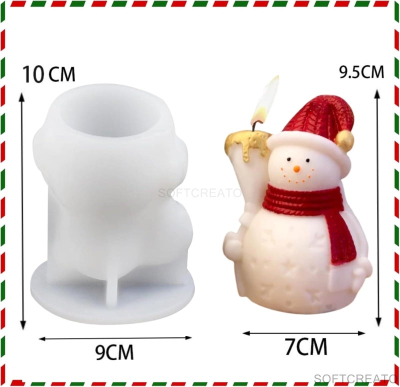 SOFTCREATO SOFTCREATO 3D Broom Snowman Candle Mold I Fondant Silicone Scented Wax Mould I Succulent Molds | Special for Christmas I Handmade Candles Making I for Mousse Dessert Soap Cake DIY Decorating Art Crafts - Image 4