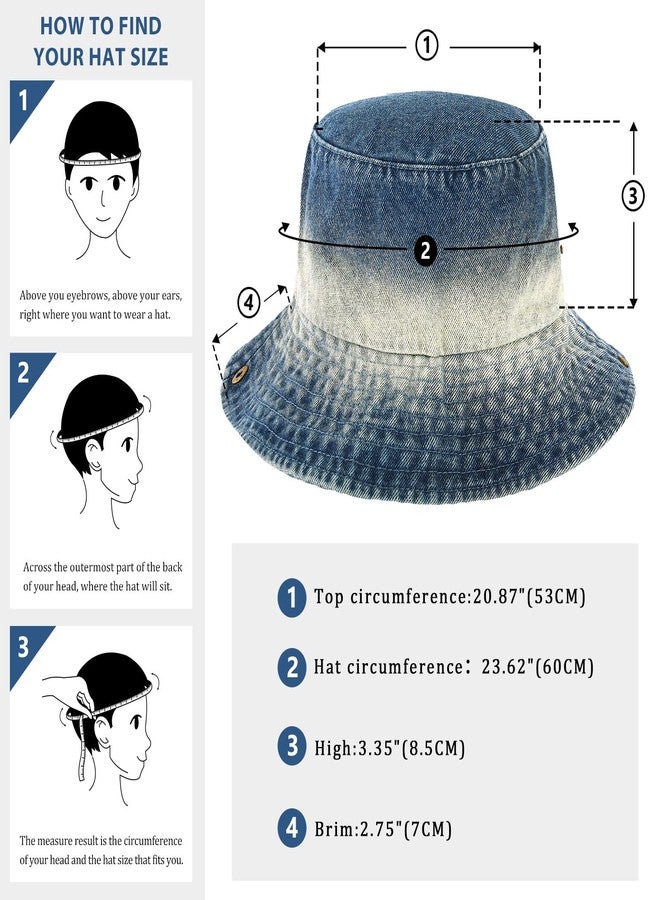 DOCILA Denim Bucket Hat Women Washed Blue Jean Fisherman Hats Foldable Floppy Sun Cap, Denim Outfits Accessories - Image 4