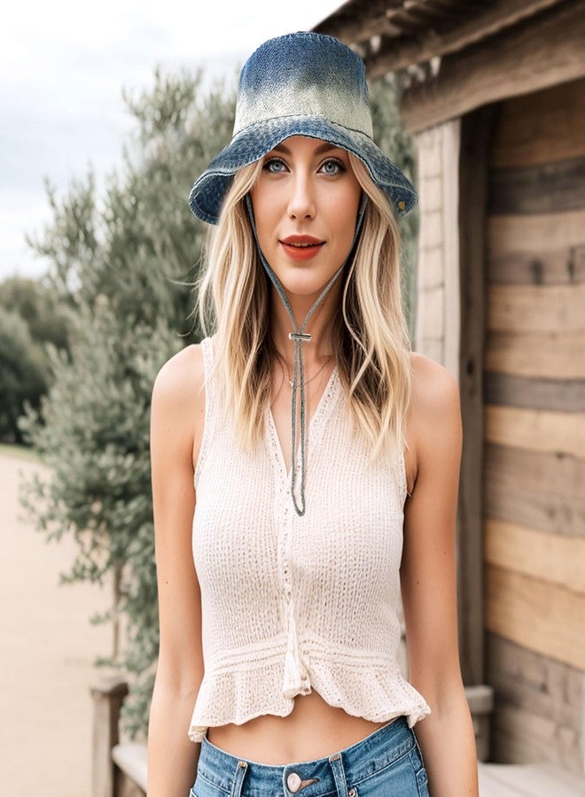 DOCILA Denim Bucket Hat Women Washed Blue Jean Fisherman Hats Foldable Floppy Sun Cap, Denim Outfits Accessories - Image 3