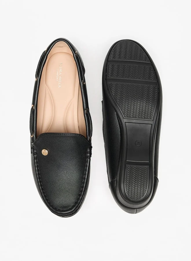 Flora Bella By Shoexpress Solid Slip-On Loafers with Wedge Heels