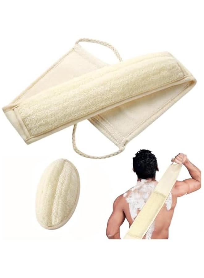 بيوينتي مجموعة ليفة تقشير الظهر الطبيعية من اورفيفولي، وسادات اسفنجية ليفة للجسم، اسفنجة استحمام صديقة للبيئة وقابلة للتحلل البيولوجي، تنظف بعمق وتنشط بشرتك للرجال والنساء - Image 1