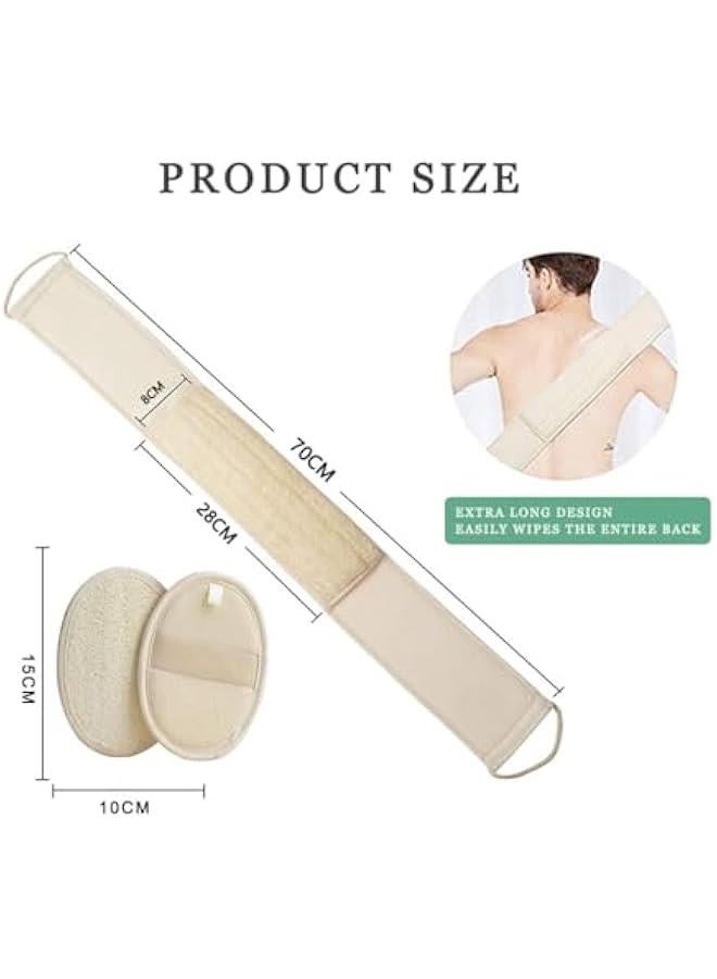 بيوينتي مجموعة ليفة تقشير الظهر الطبيعية من اورفيفولي، وسادات اسفنجية ليفة للجسم، اسفنجة استحمام صديقة للبيئة وقابلة للتحلل البيولوجي، تنظف بعمق وتنشط بشرتك للرجال والنساء - Image 4