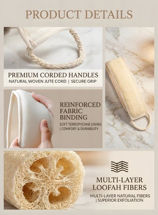 Natural Loofah Exfoliating Back Scrubber Set, Loofah Sponge Pads, Body Sponge Scrubber, Eco-Friendly & Biodegradable Shower Luffa Sponge, Deep Clean & Invigorate Your Skin for Men and Women - view 4