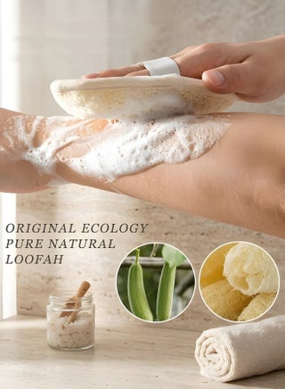 Natural Loofah Exfoliating Back Scrubber Set, Loofah Sponge Pads, Body Sponge Scrubber, Eco-Friendly & Biodegradable Shower Luffa Sponge, Deep Clean & Invigorate Your Skin for Men and Women - view 3