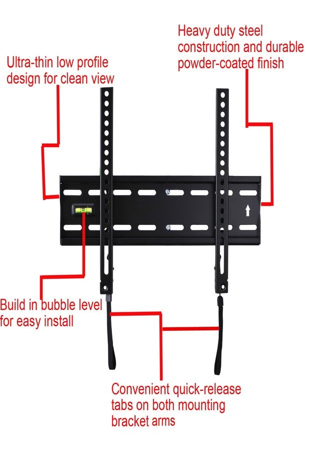 VideoSecu Ultra Slim TV Wall Mount for 27"-55" LCD LED Plasma TV, 110 lbs Weight Capacity, 1" Low Profile, VESA 100x100-400x400, Black, Fixed, Wall Mount - Image 3
