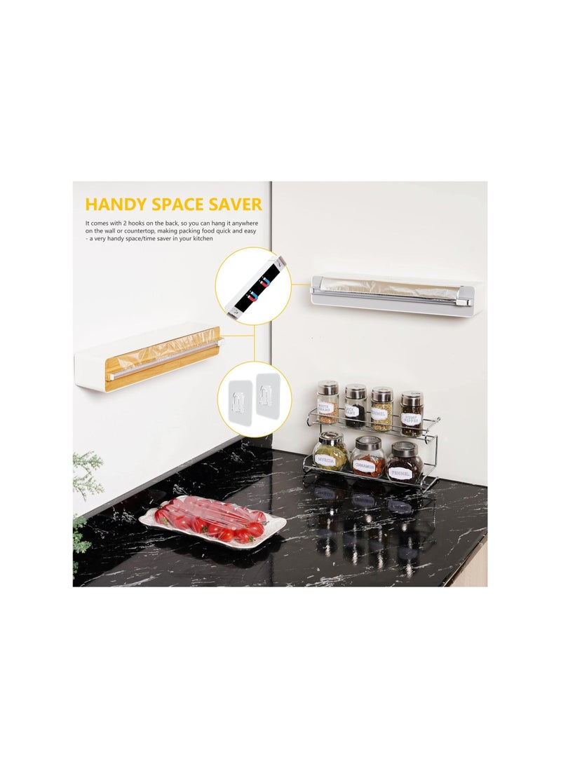 Generic Magnetic Wall-Mounted Cling Film Cutter & Dispenser, Refillable Plastic Wrap and Aluminum Foil Organizer for Kitchen Drawers, Fits 12" Rolls, White Finish.  - Image 5