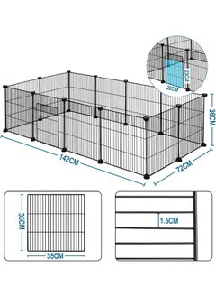 HQ-GAMING Bear Pet Playpen, Small Animal Cage Indoor Portable Metal Wire Yard Fence For Small Animals Rabbits Kennel Crate Fence Tent, Black 12 Panels 142x72x36 Cm  - Image 1