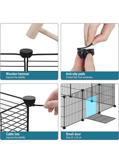 HQ-GAMING Bear Pet Playpen, Small Animal Cage Indoor Portable Metal Wire Yard Fence For Small Animals Rabbits Kennel Crate Fence Tent, Black 12 Panels 142x72x36 Cm  - Image 2